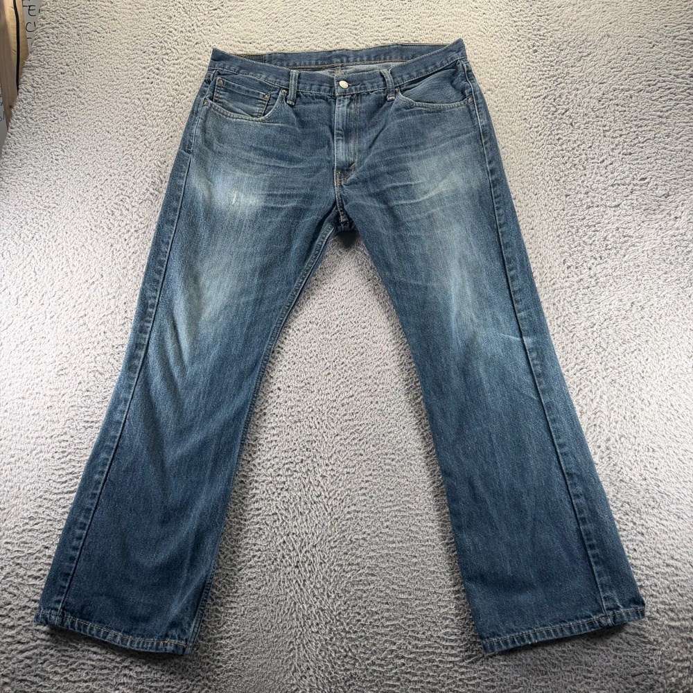 Levi's 527 Jeans‎ Mens 38x30 Blue Cotton Denim Bootcut Leg Faded Workwear Travel